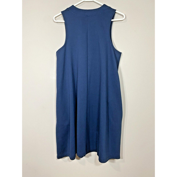 Z Supply Blue Sleeveless V Neck Swing Dress Trapeze Mini Relaxed Fit Size LARGE - Picture 4 of 7
